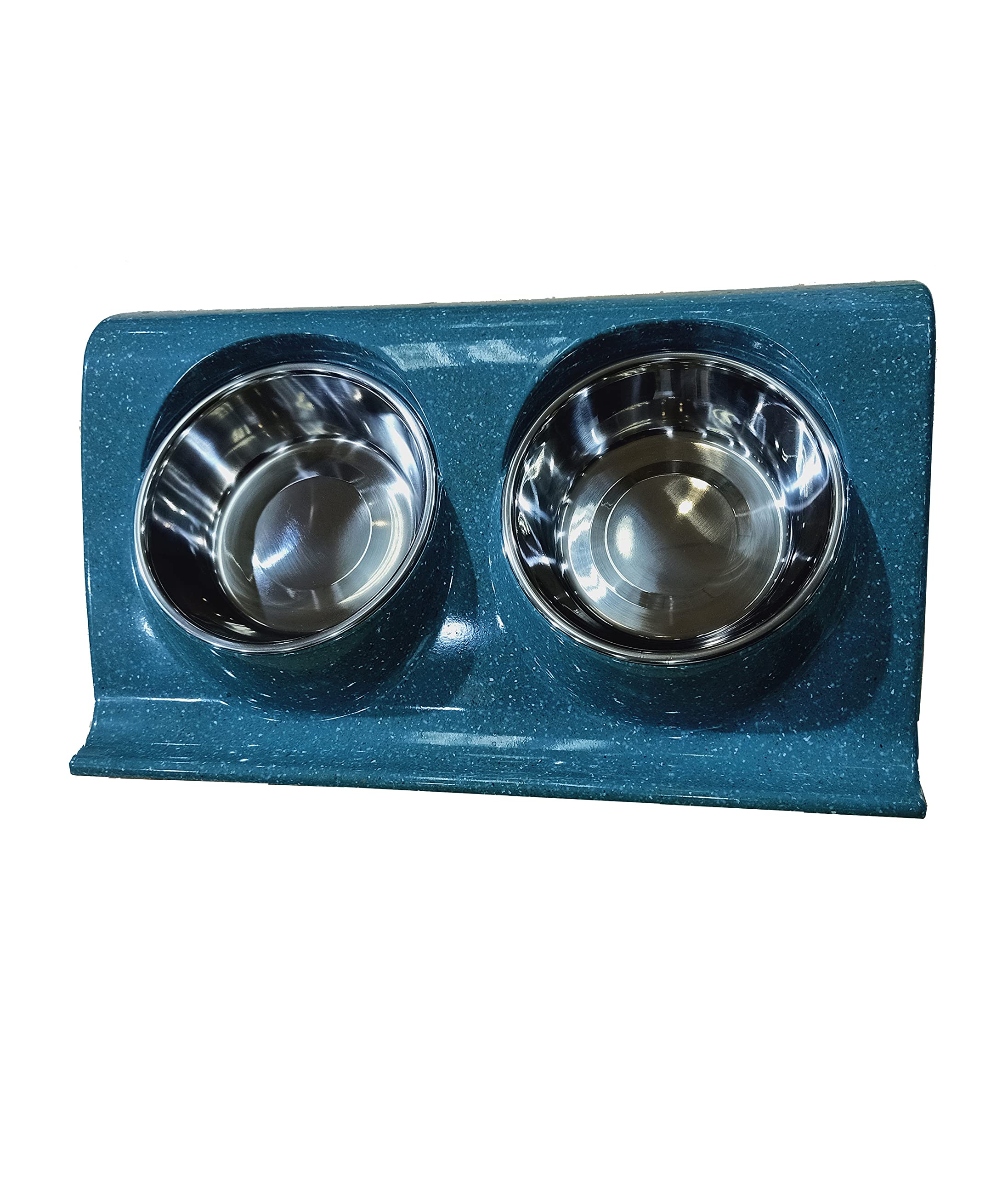 Dehner Doppel-Hundenapf Melamin Edelstahl blau 2x350 ml