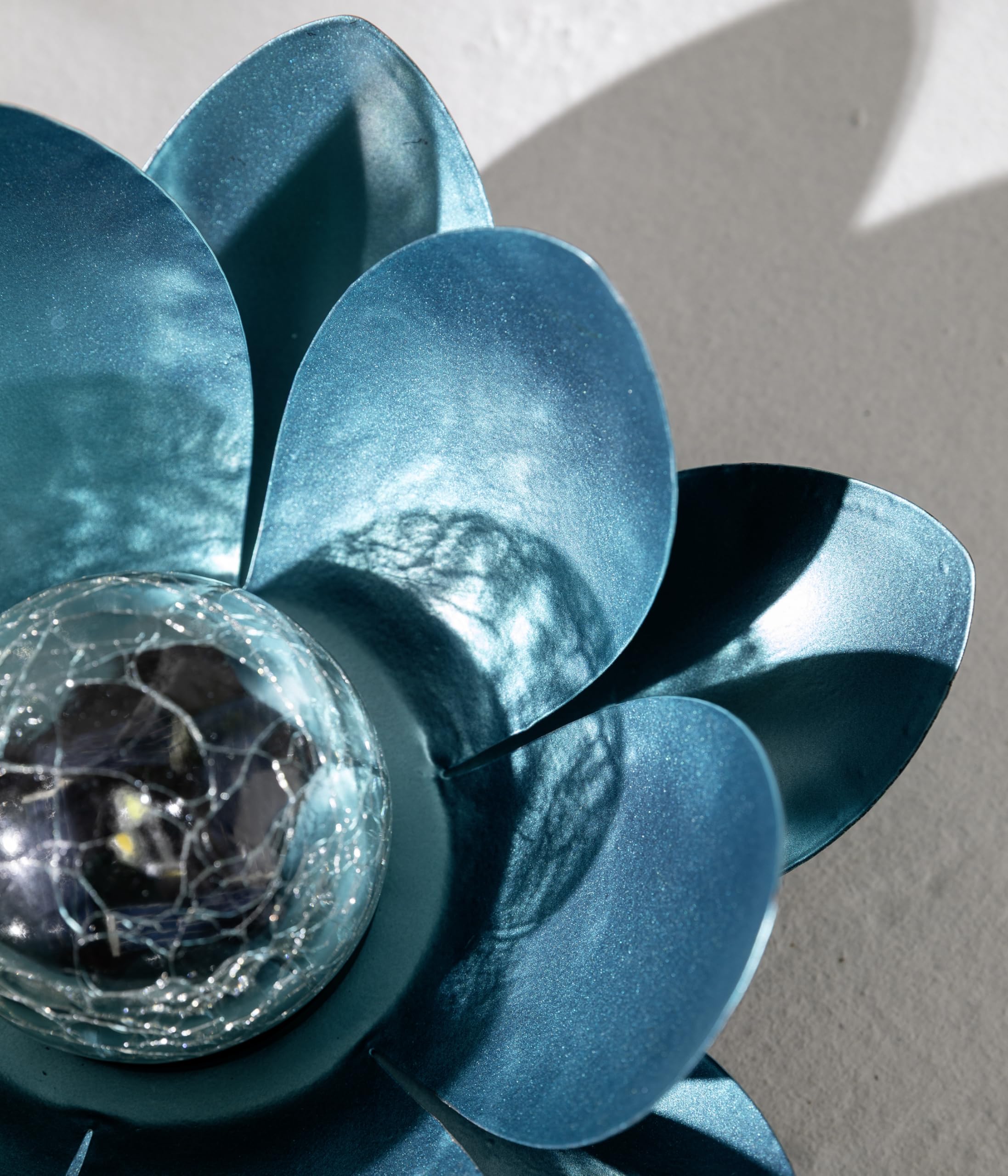 Dehner Premium Lovely Lotus Solarleuchte silber-blau Ø 27,5 cm