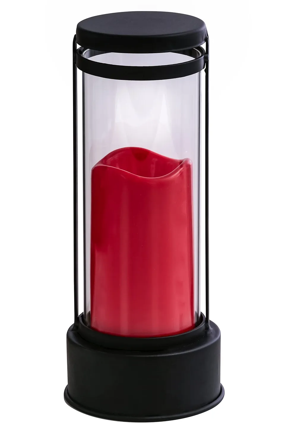 Dehner Grablaterne LED Eisen Glas rot 27 cm Timer