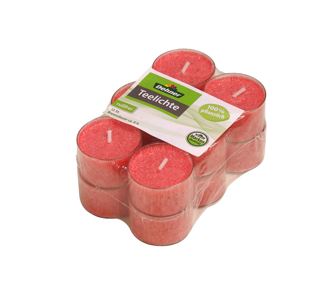 Dehner Premium Lovely Teelichter rot 72 Stück rußfrei