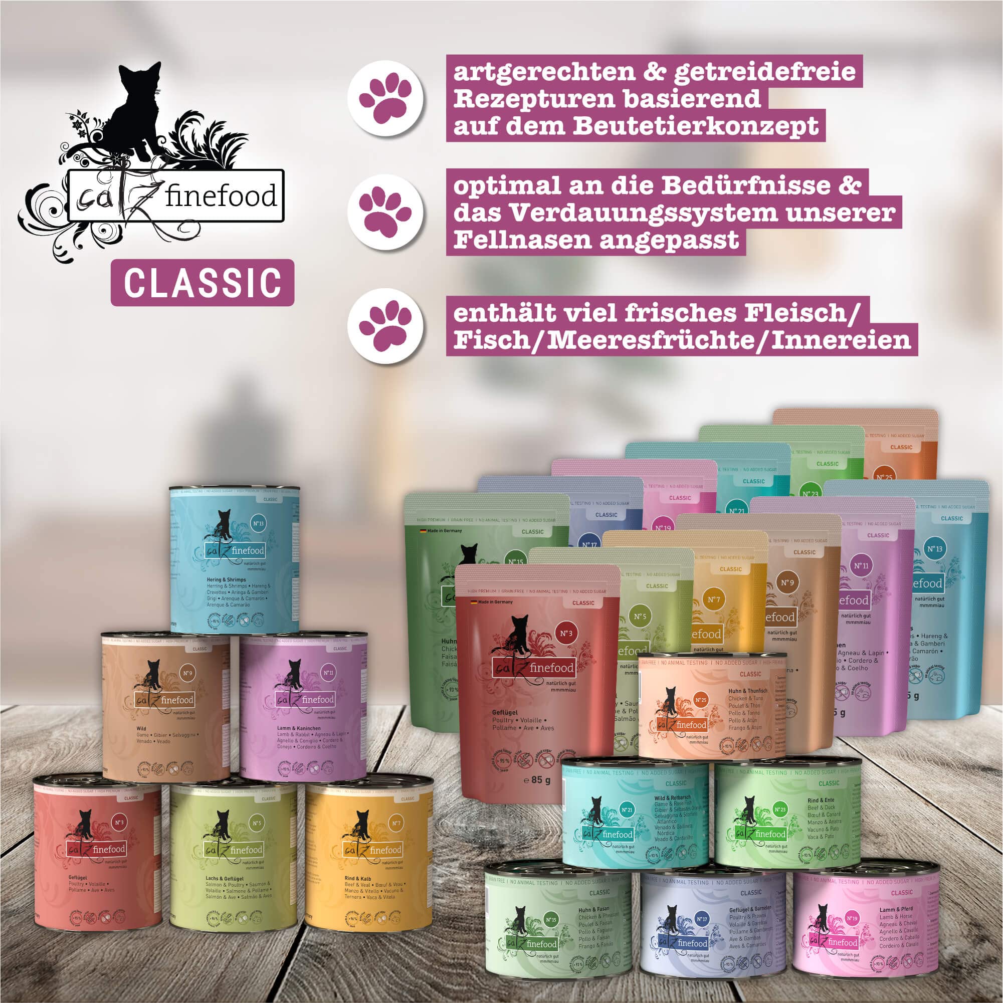 catz finefood Mix-Paket 1 Nassfutter 6x800 g getreidefrei