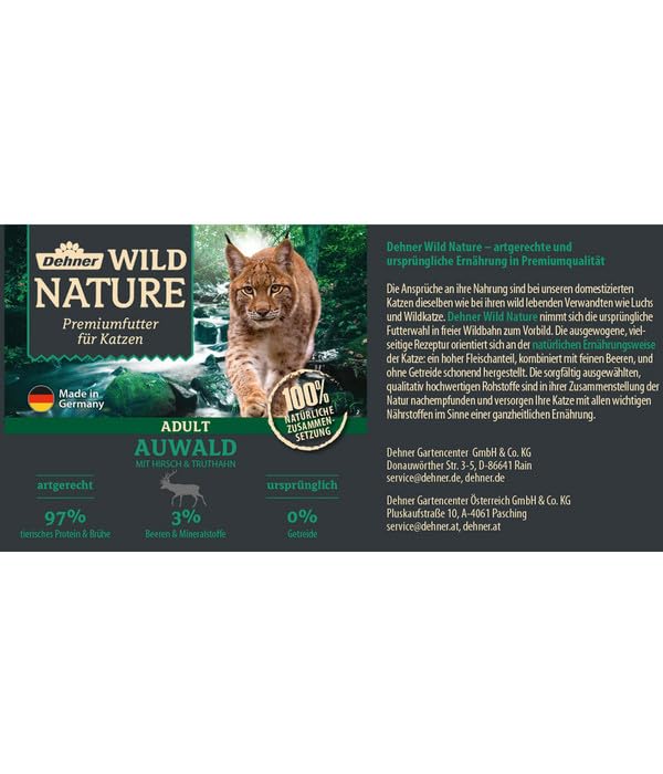 Dehner Wild Nature Auwald Adult Nassfutter Hirsch 6x200g getreidefrei