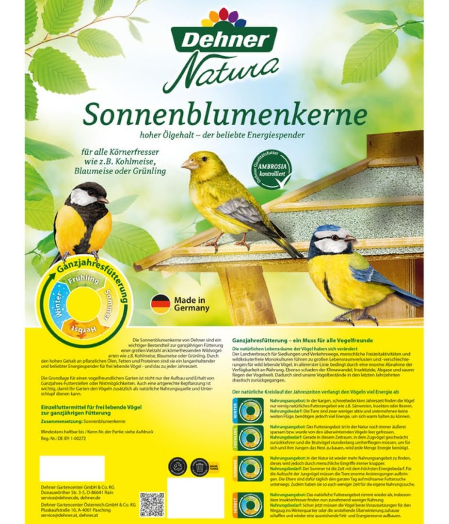 Dehner Natura Premium Wildvogelfutter Sonnenblumen 10kg proteinreich