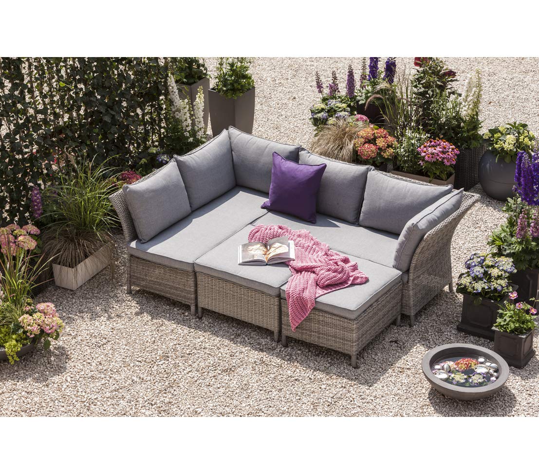 Dehner Sizilia Geflechtlounge grau mit Polster Lounge