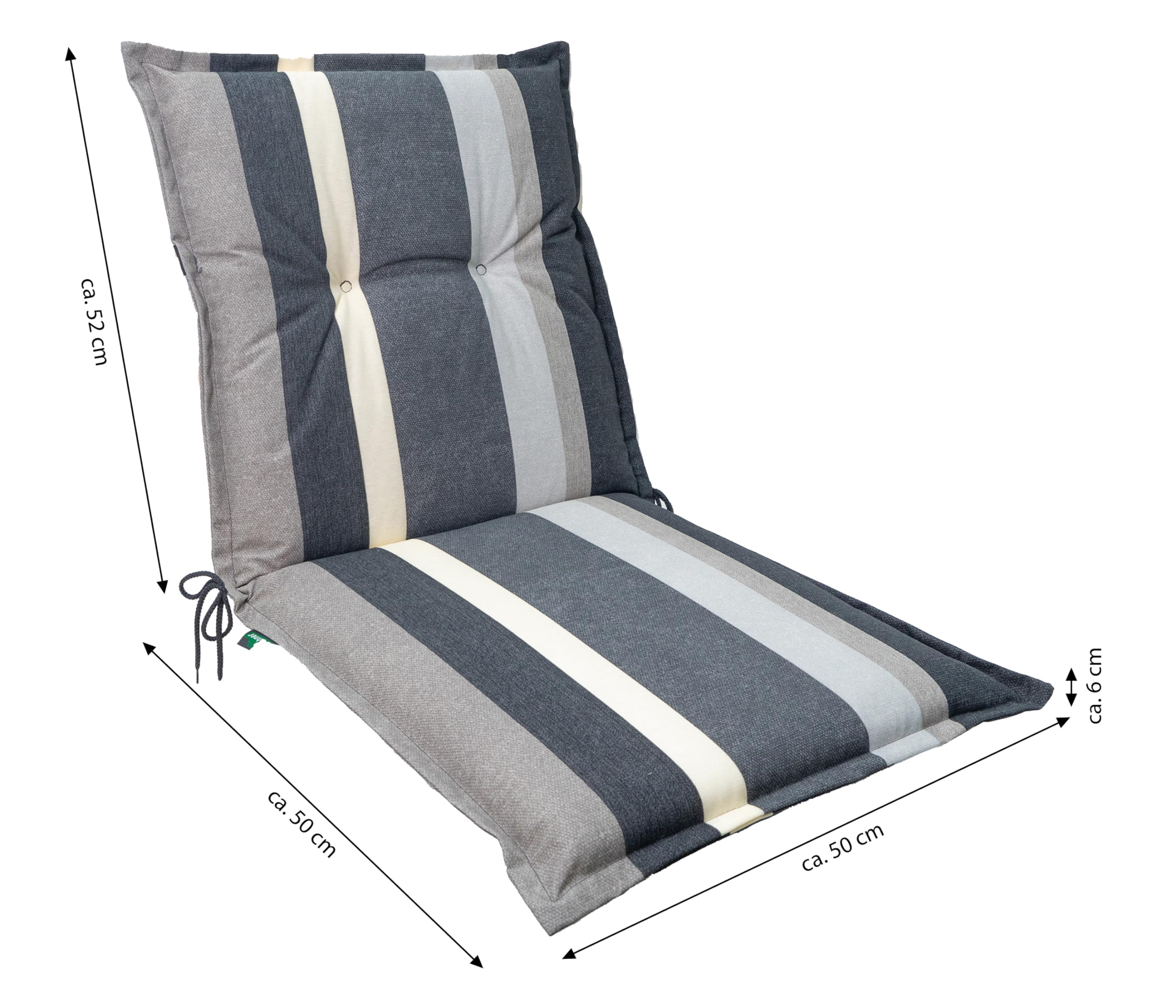 Dehner Ligura Niederlehnerpolster grau 50x52x50 cm waschbar