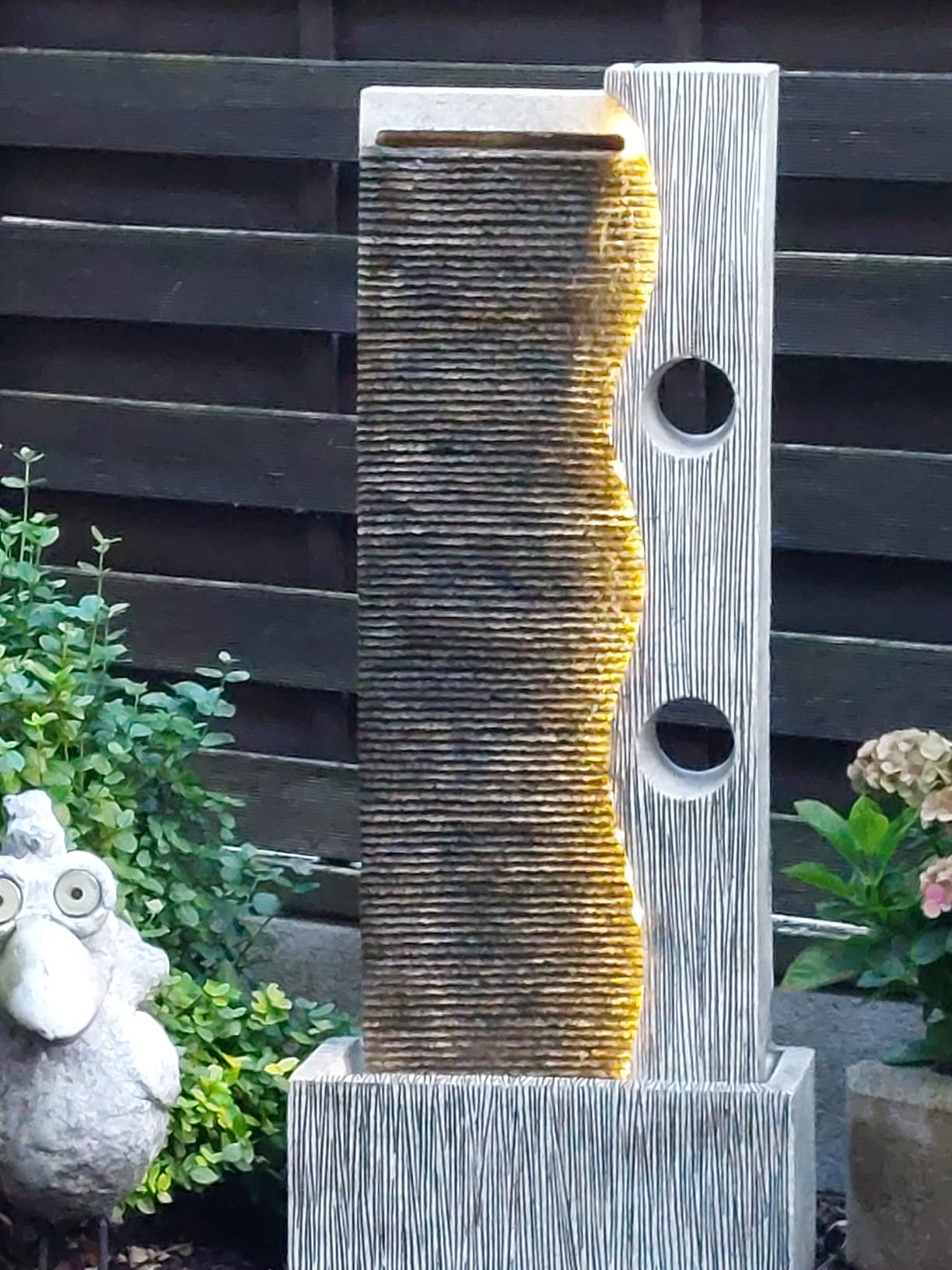 Dehner Eclipse Gartenbrunnen mit LED grau 100 cm