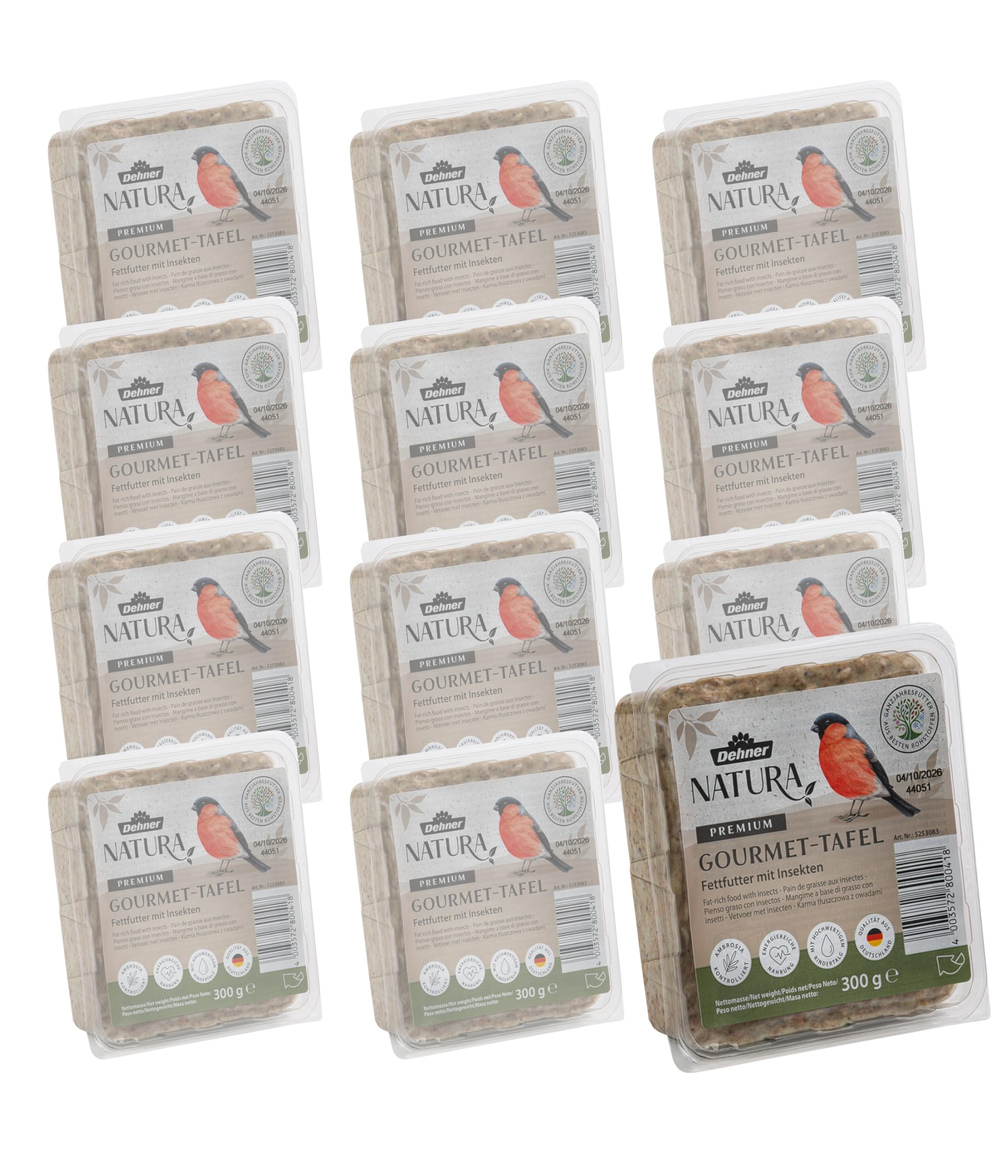 Dehner Natura Wildvogelfutter-Tafeln Erdnuss 12x300g Fett