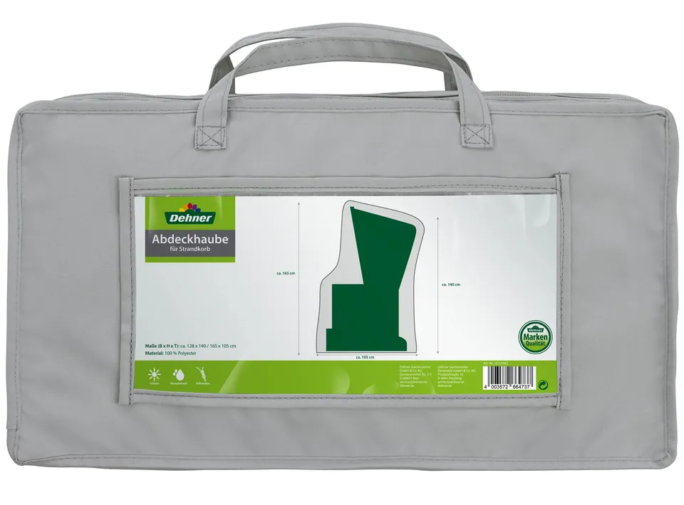 Dehner Abdeckhaube Strandkorb grau 128x140/165 cm