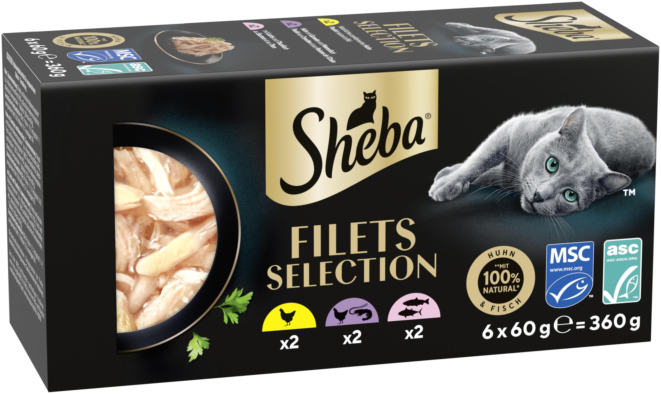 Sheba Filets Schale 36x60g Huhn Fisch Sauce Adult
