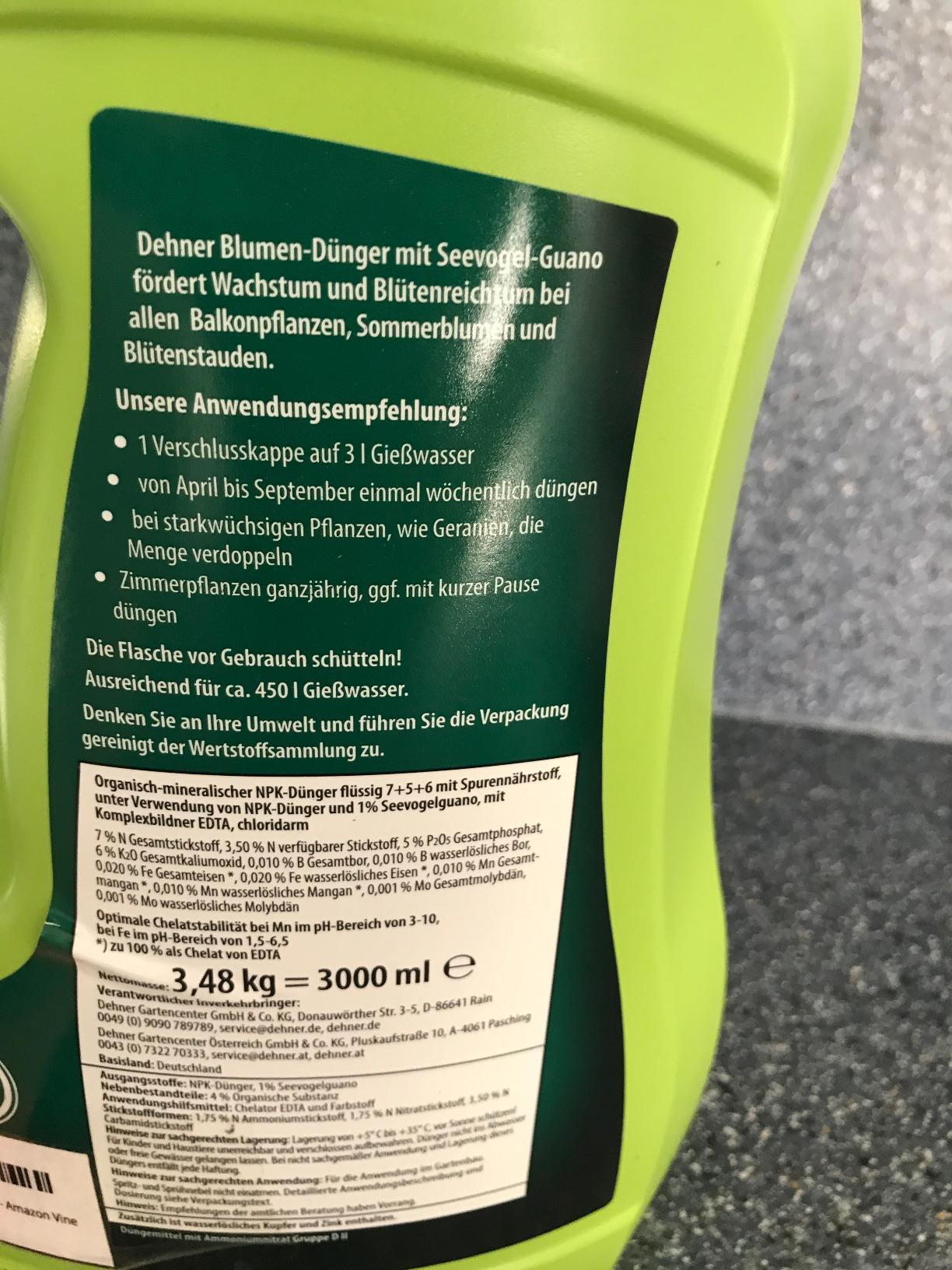 Dehner Blumendünger flüssig Guano 3l