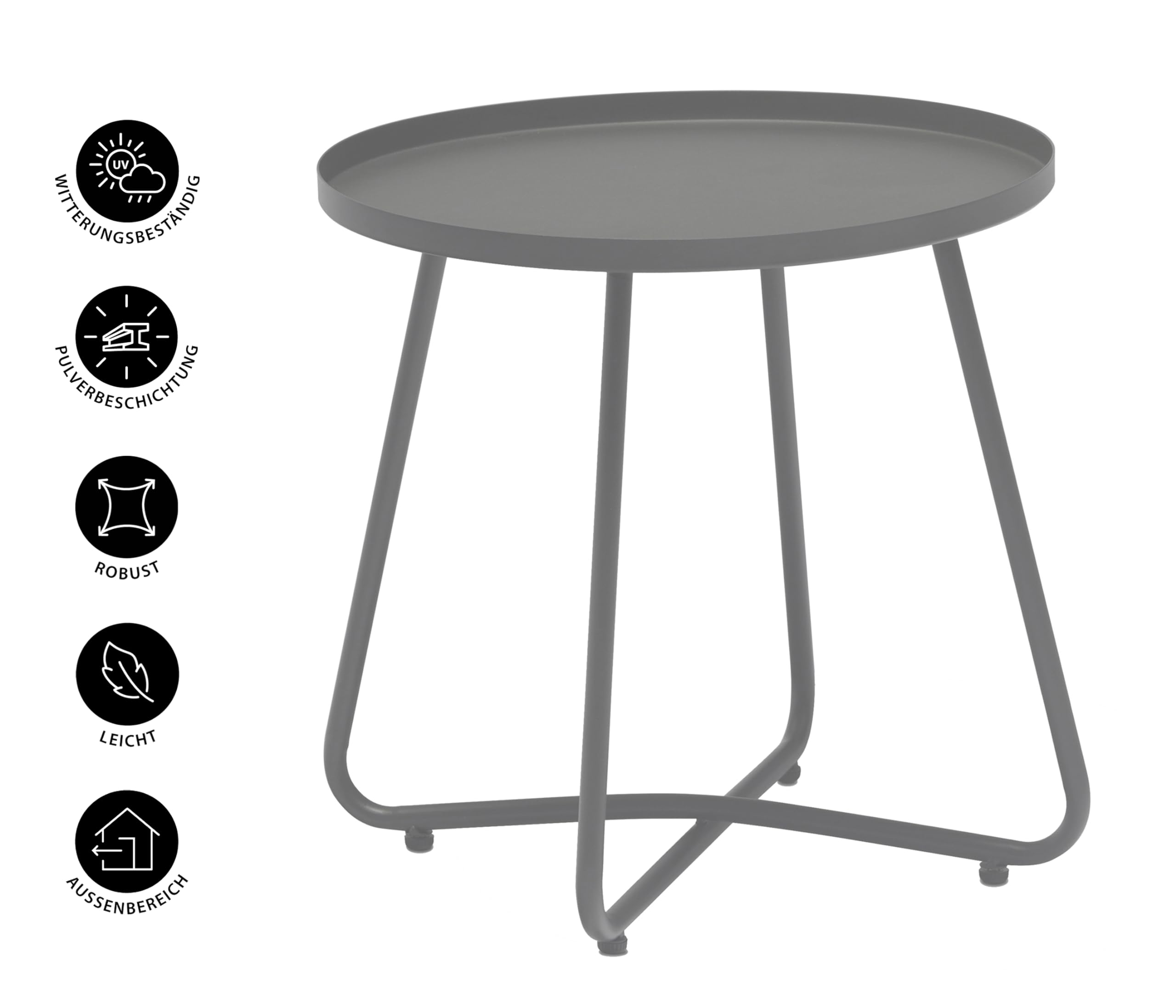 Dehner Ibiza Beistelltisch anthrazit 45 cm Stahl