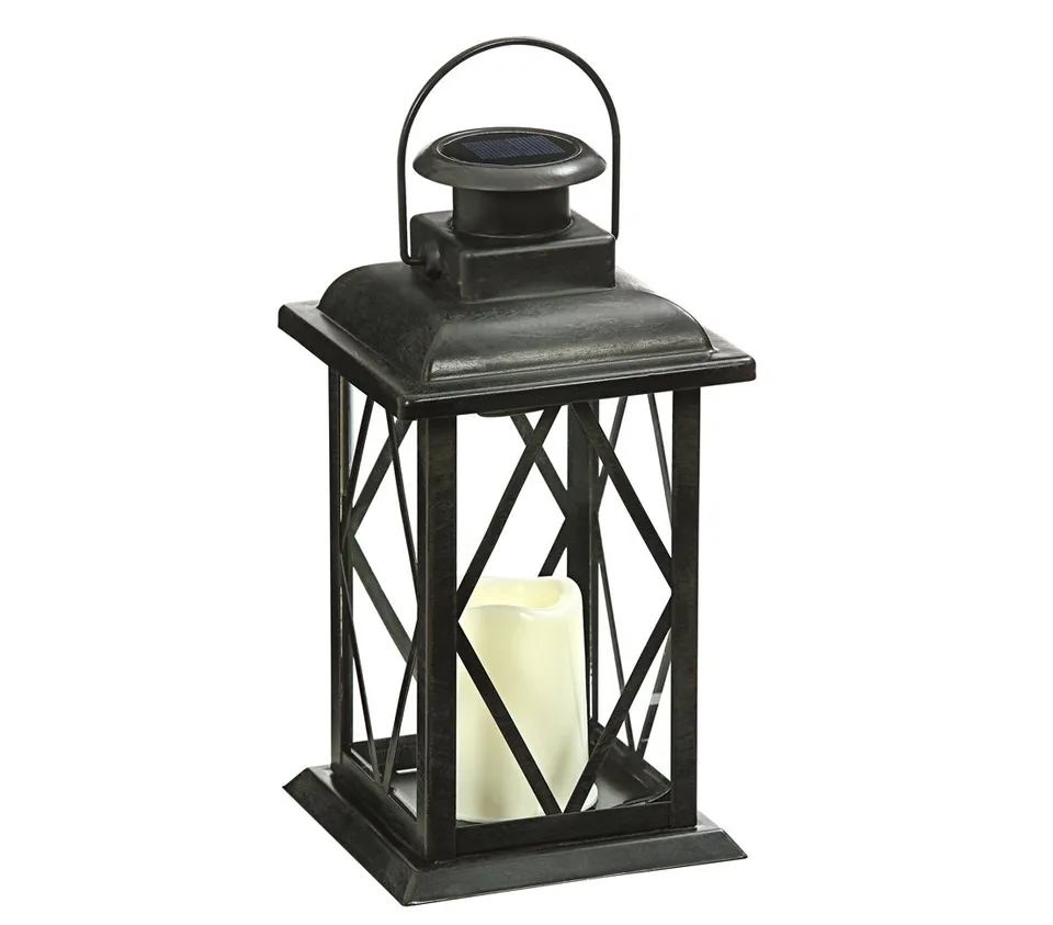 Dehner Solarlaterne schwarz 32cm Flammeneffekt wetterfest