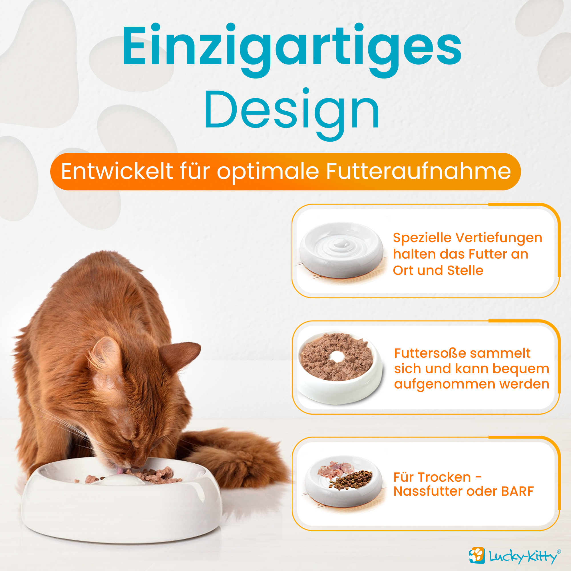 Lucky-Kitty Katzennapf Keramik Futternapf M 18cm schnurrhaar