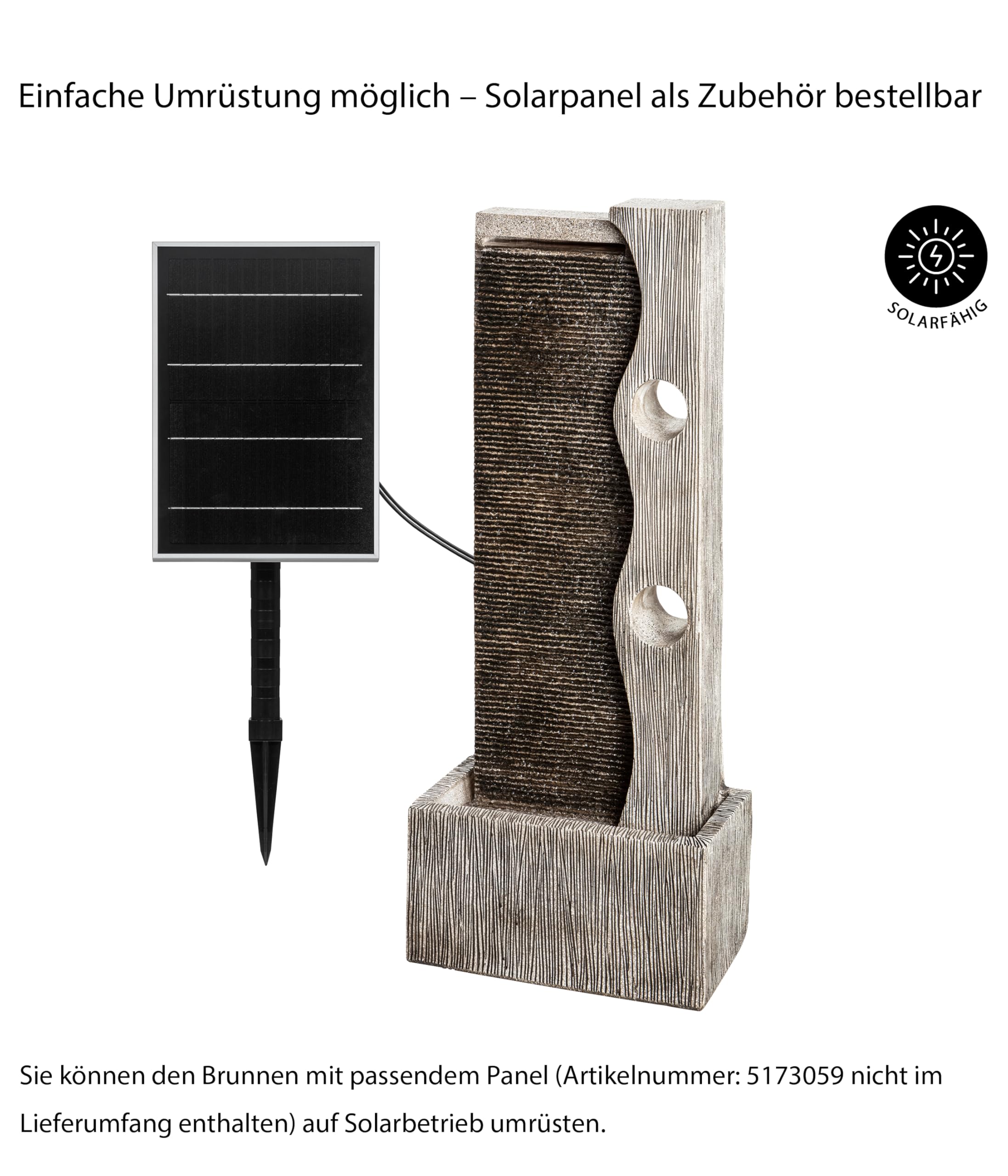 Dehner Eclipse Gartenbrunnen mit LED grau 100 cm