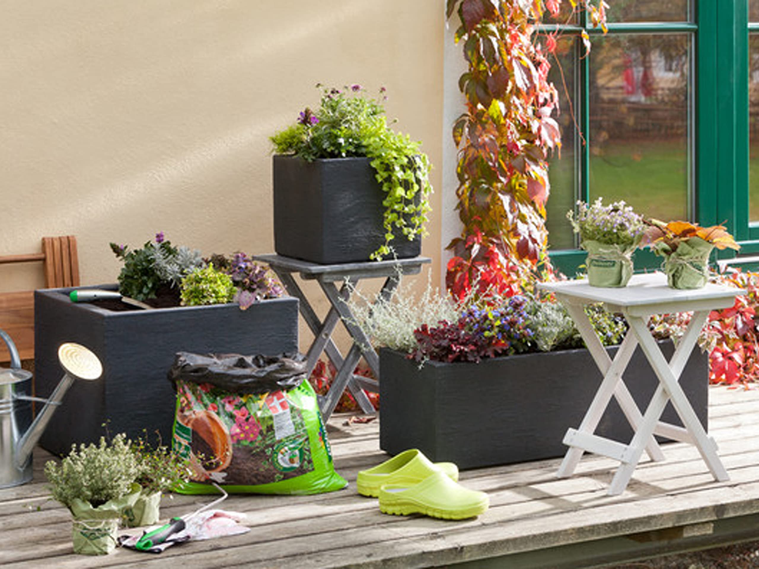Dehner Palermo Blumenkasten dunkelgrau 80x30x27 cm Schiefer