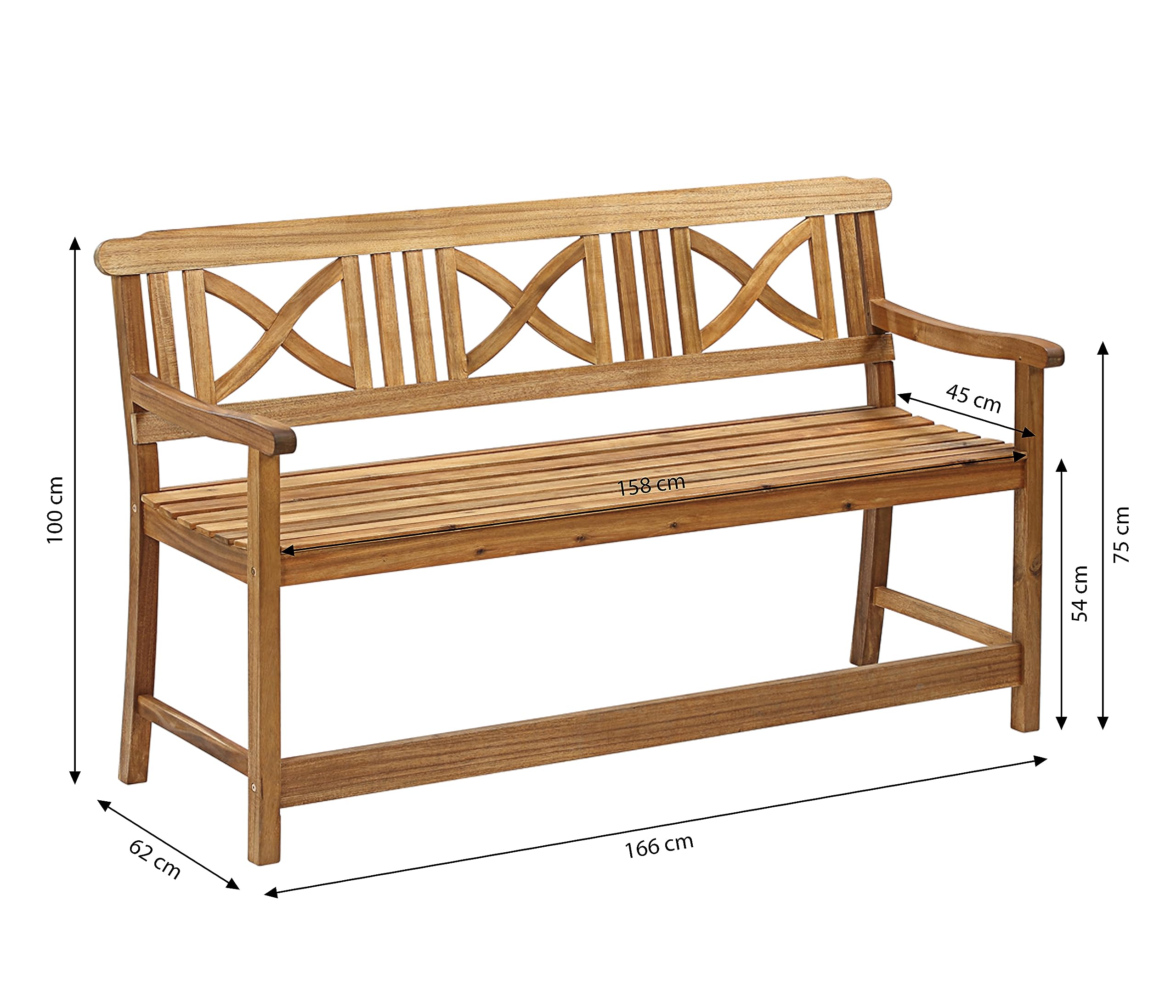 Dehner Premium Lovely Malmö Gartenbank 3-Sitzer Akazie