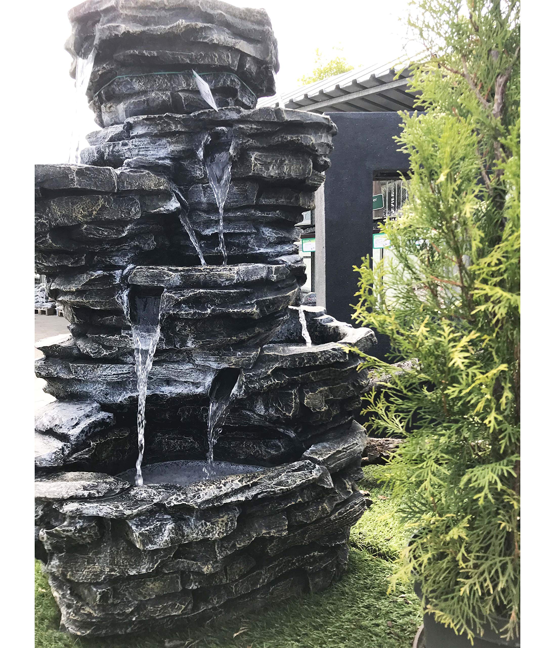 Dehner Gartenbrunnen Roccia LED Steinoptik 99cm grau