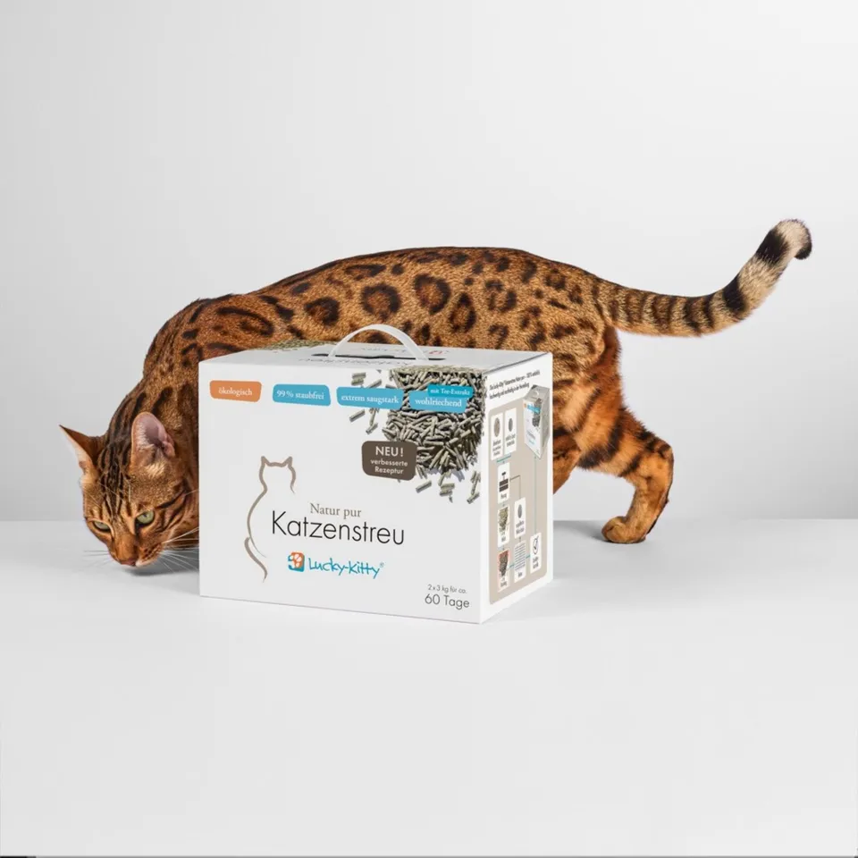 Lucky-Kitty Natur pur Katzenstreu Grüner Tee 6kg staubfrei