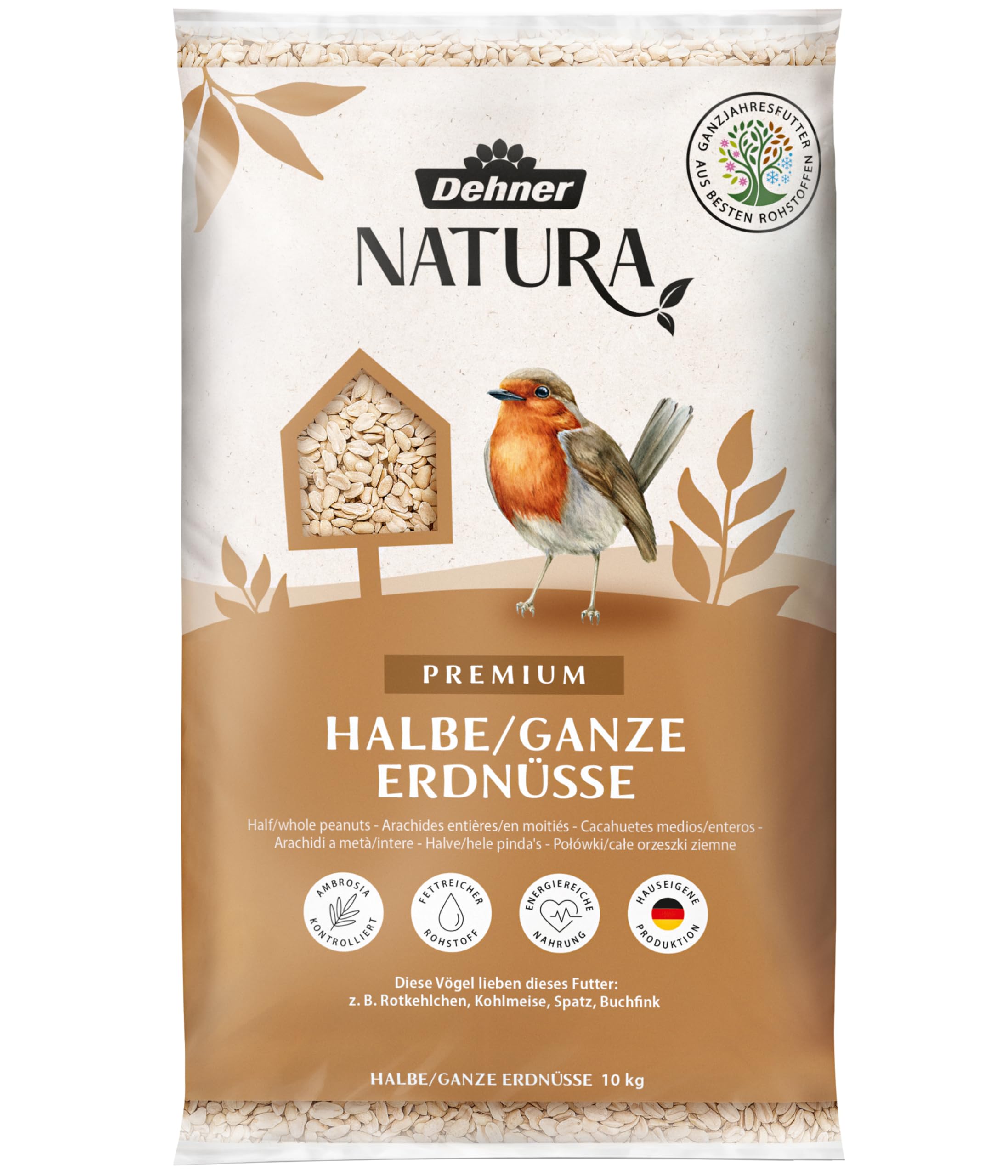 Dehner Natura Wildvogelfutter halbe Erdnüsse 5kg proteinreich