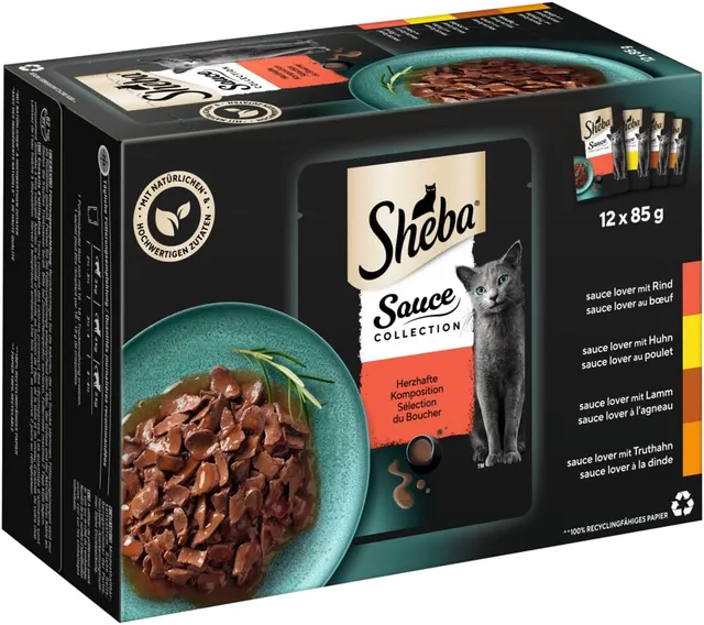 Sheba Sauce Collection Herzhafte Komposition Nassfutter 12x85g Sauce