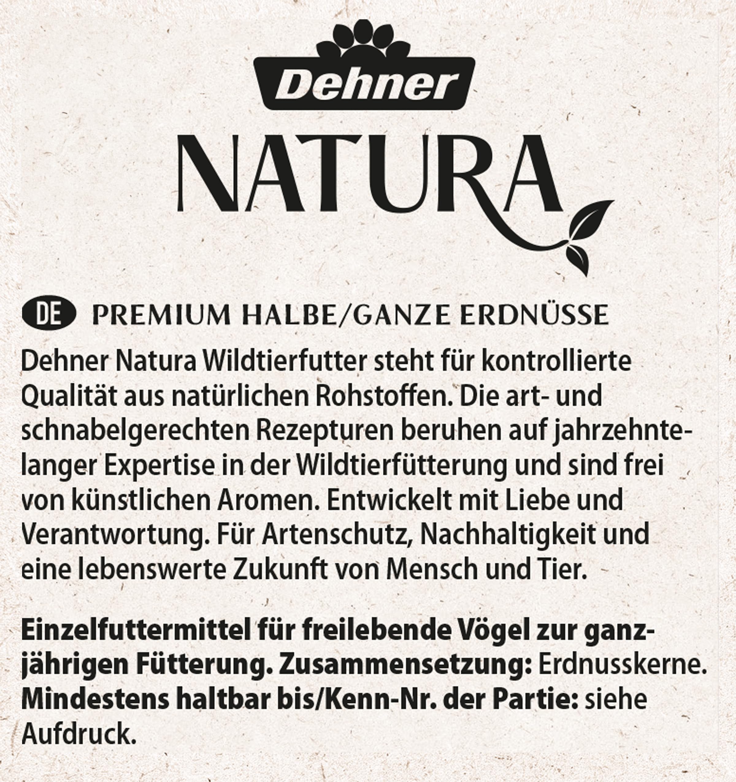 Dehner Natura Wildvogelfutter halbe Erdnüsse 5kg proteinreich