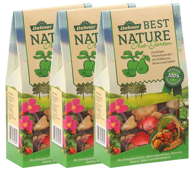 Dehner Best Nature Nagersnack Obst-Garten 3x150 g