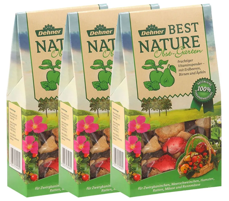 Dehner Best Nature Nagersnack Obst-Garten 3x150 g