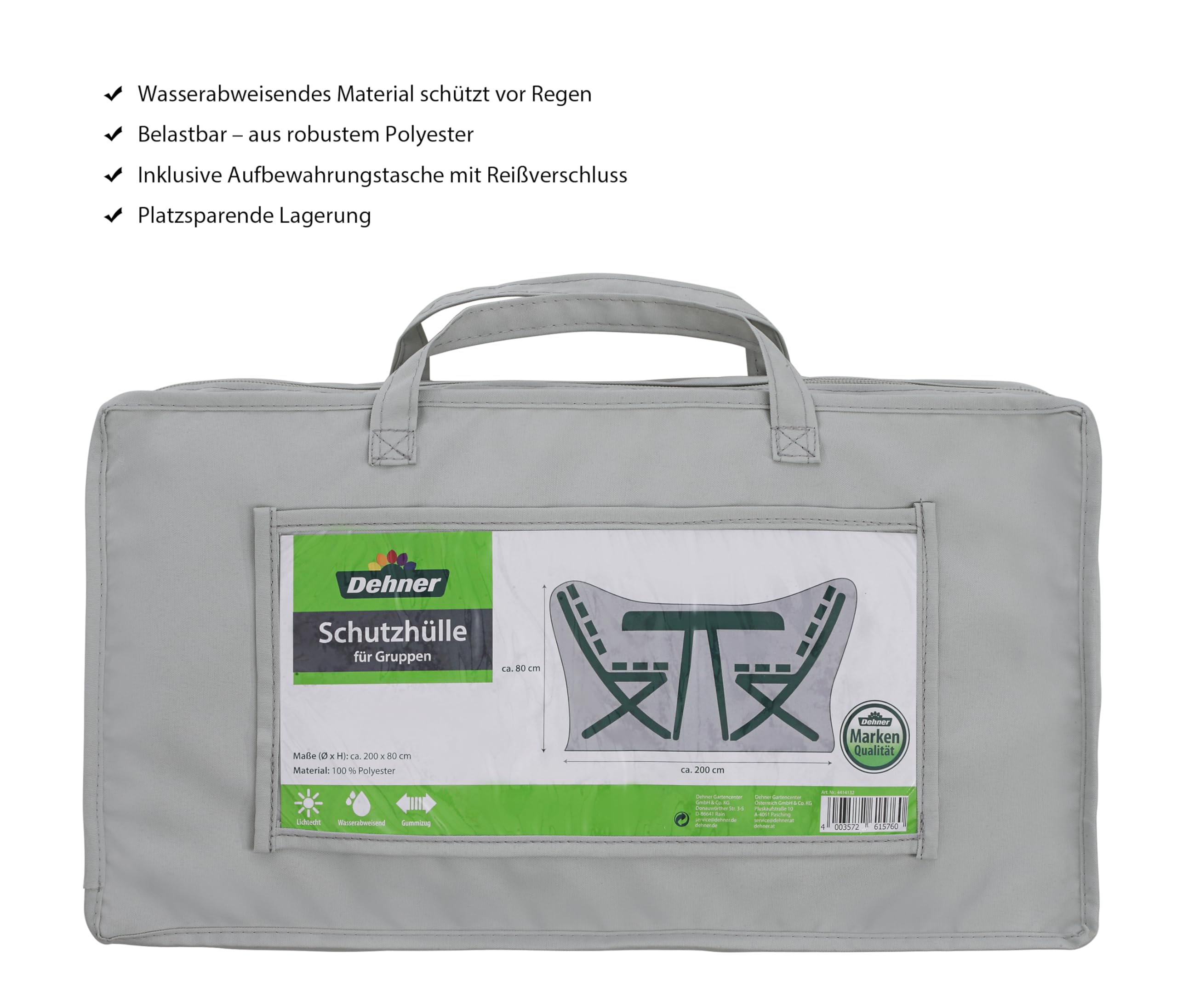 Dehner Abdeckung Runde Sitzgruppe Ø200x80cm Polyester grau regendicht