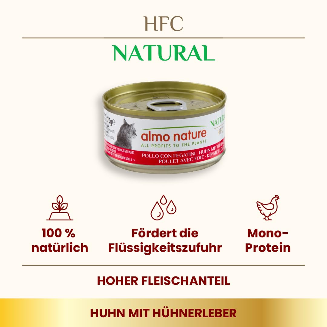 Almo Nature HFC Natural Huhn Leber Nassfutter 24x70g Monoprotein