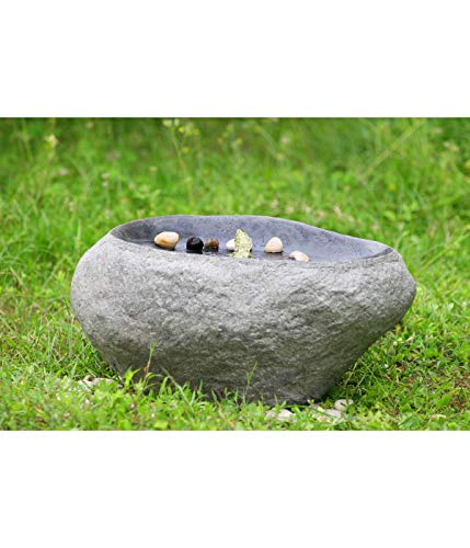 Dehner Gartenbrunnen Rock LED Findling 60cm grau Polyresin