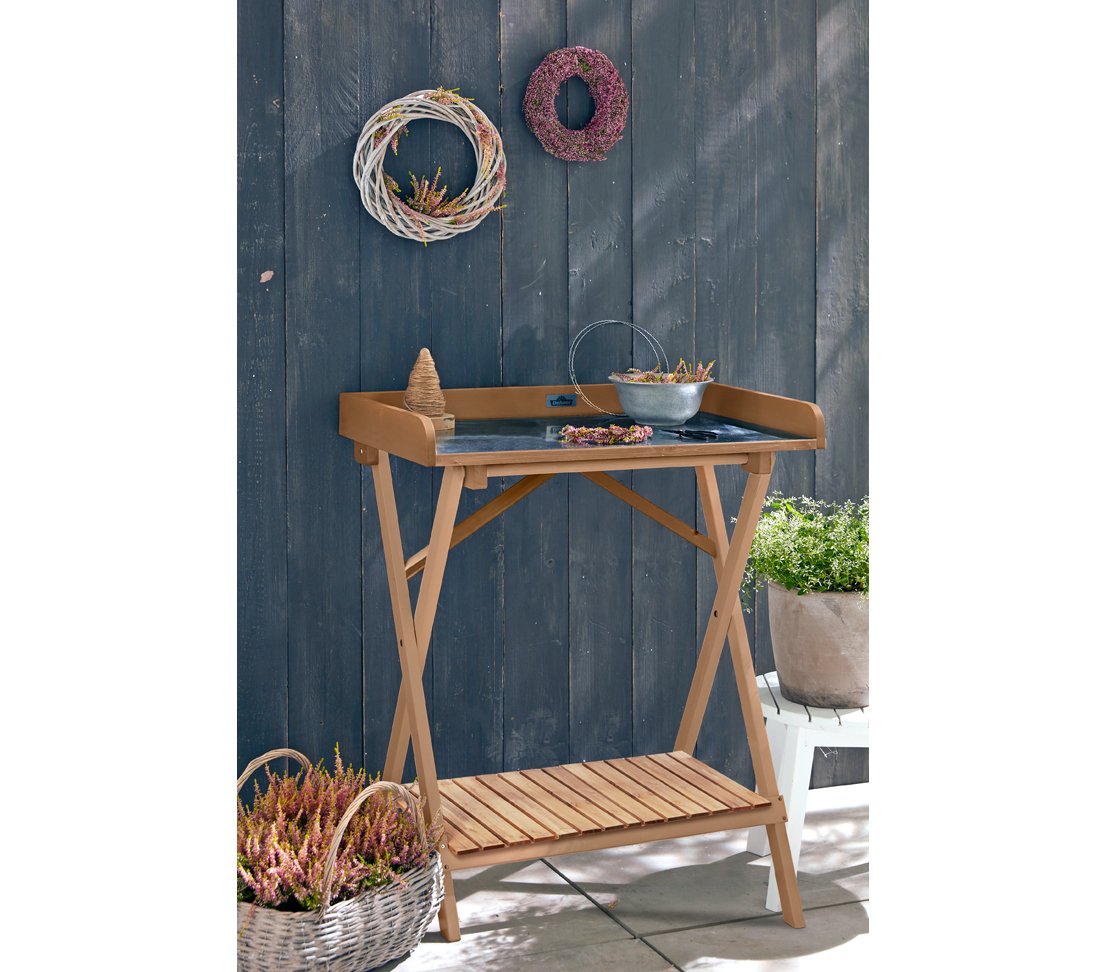 Dehner Premium Lovely Victoria Pflanztisch Holz natur 90x87x51