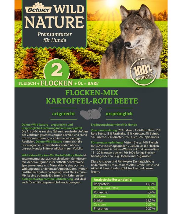 Dehner Wild Nature Flocken Hundefutter Kartoffel Beete 900 g