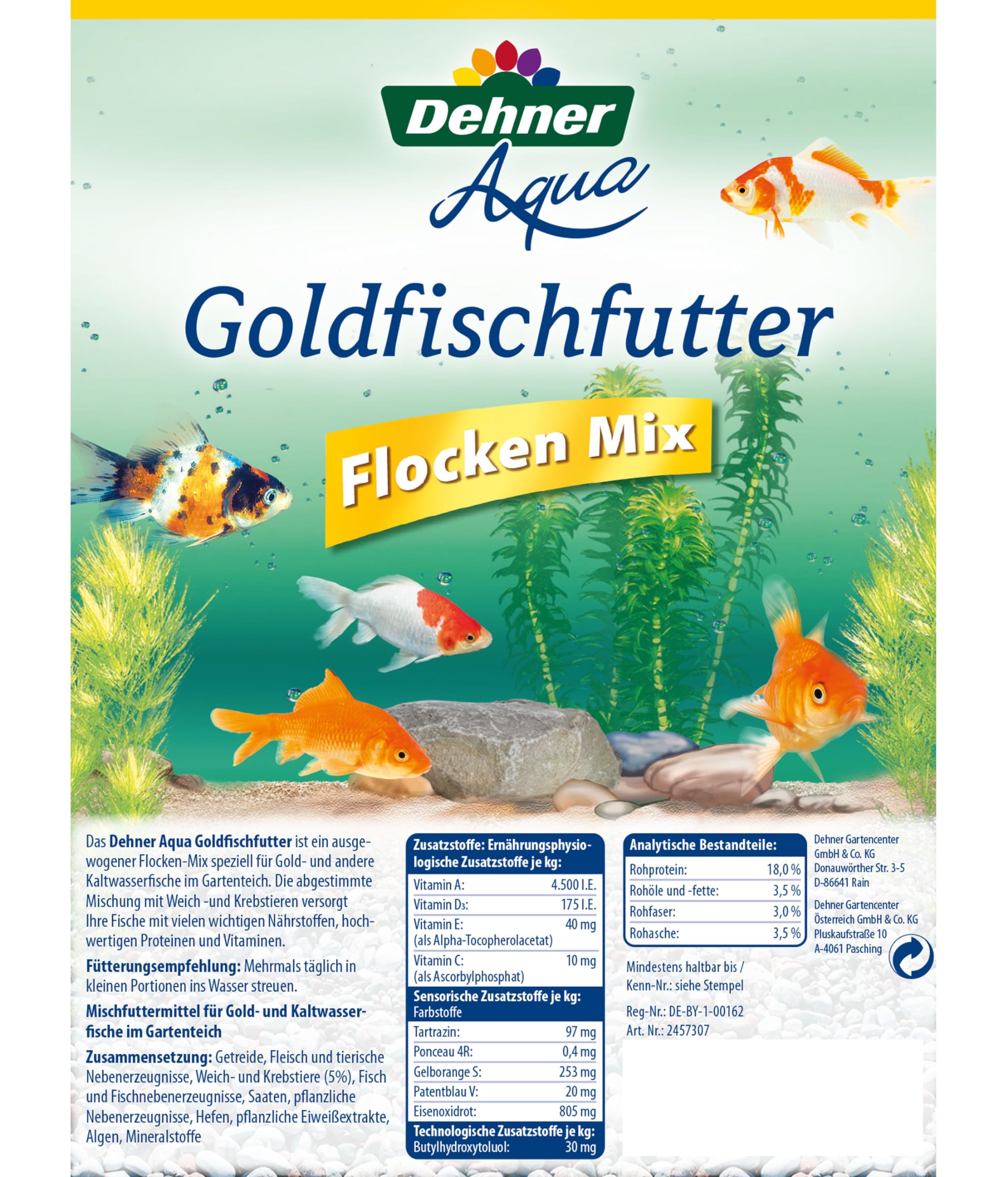 Dehner Aqua Goldfischfutter Flocken Mix Fischfutter 1 kg vitaminreich