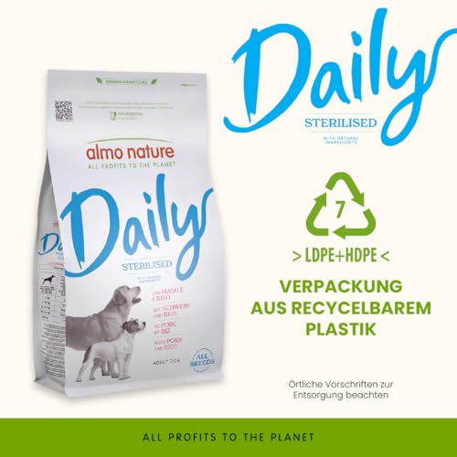 Almo Nature Daily Sterilised Trockenfutter Schwein Reis 1,2kg L-Carnitin