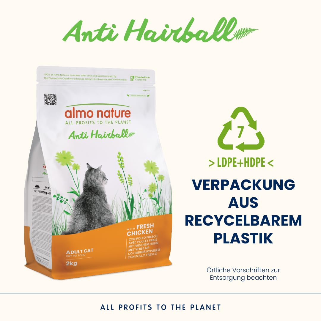 Almo Nature Anti-Hairball Huhn Trockenfutter 2kg Adult
