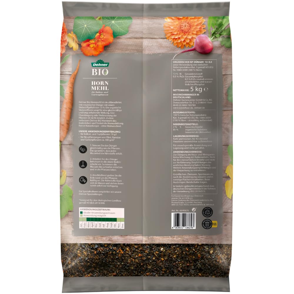Dehner Bio Hornmehl Naturdünger 5 kg Stickstoff