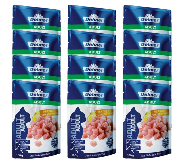 Dehner Premium Adult Nassfutter Pute 12x100g fleischreich