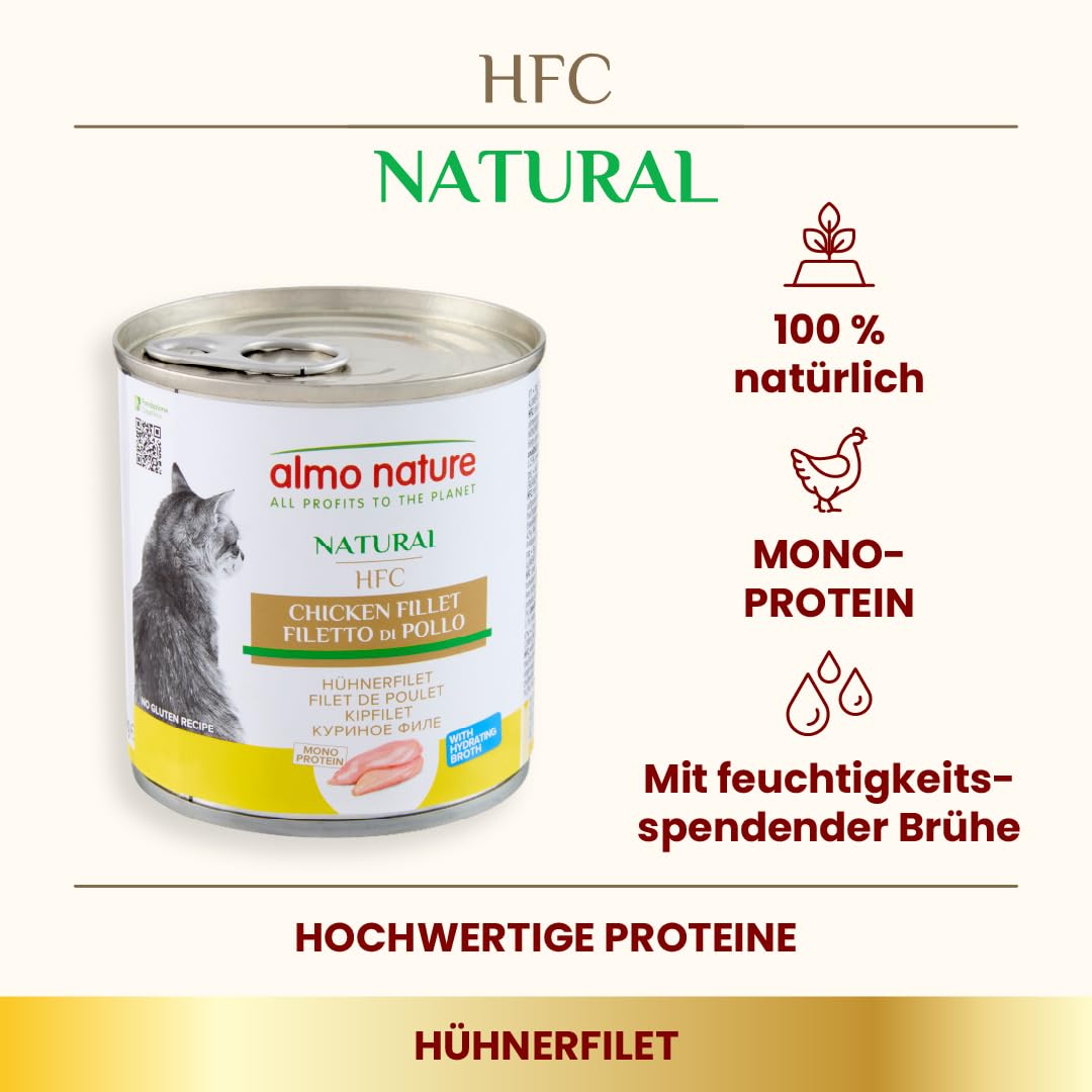 Almo Nature HFC Natural Hühnerfilet Nassfutter 12x280g Brühe