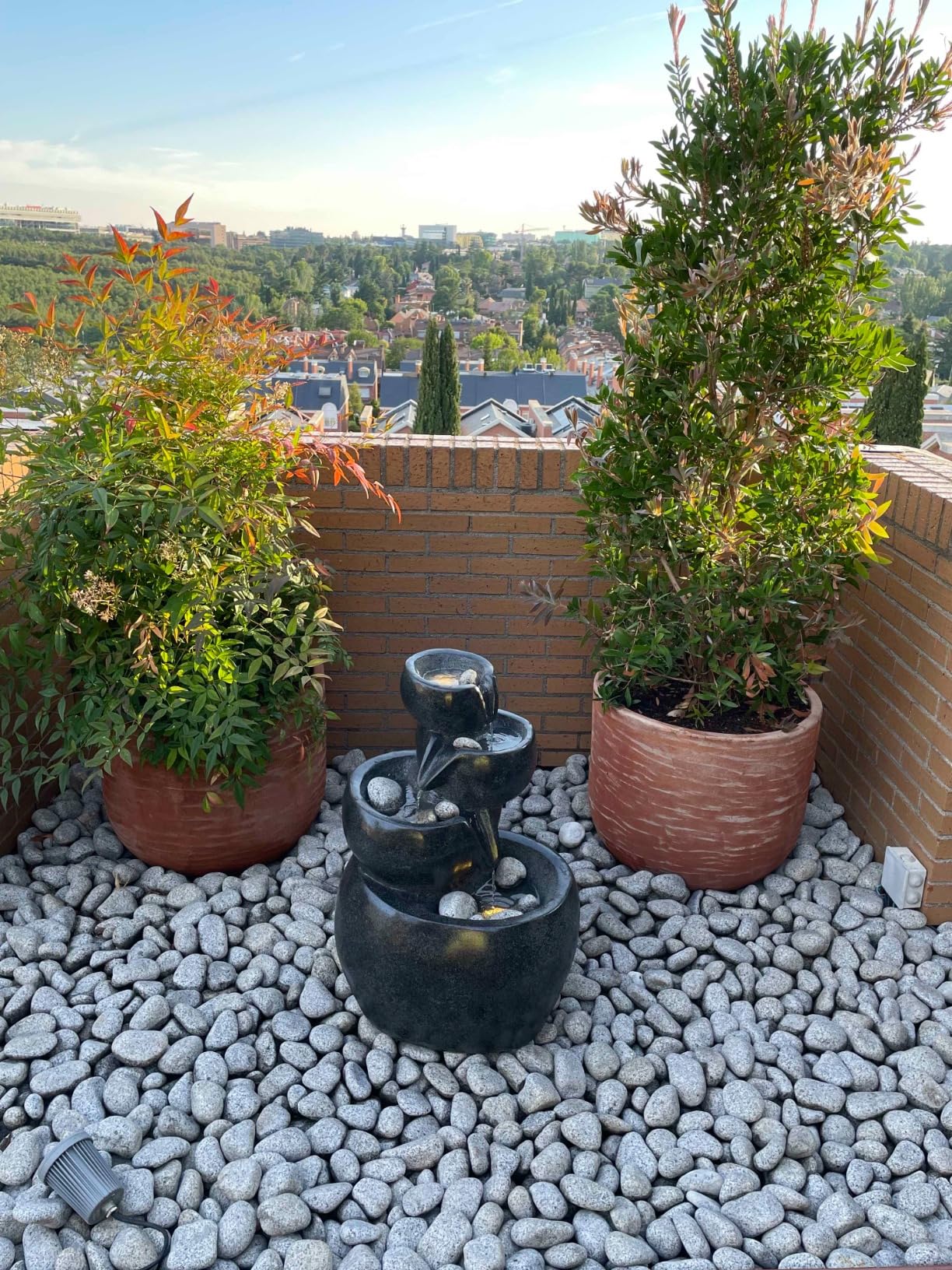 Dehner Bowl Gartenbrunnen LED Polyresin grau 66cm