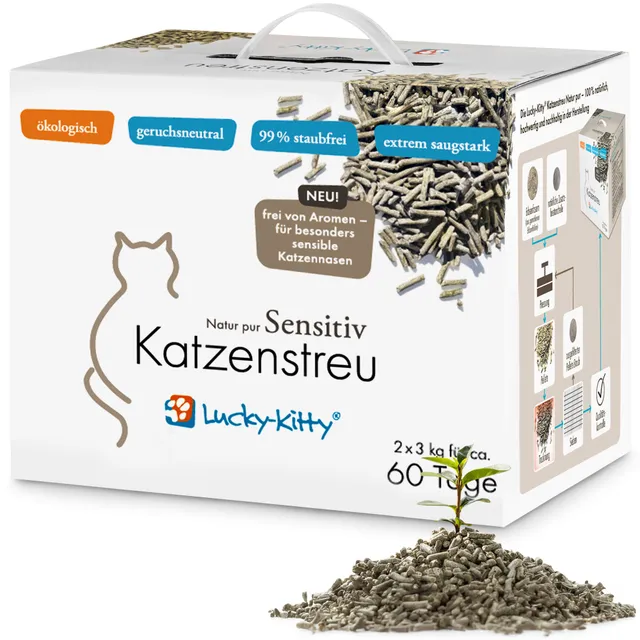Lucky-Kitty Natur pur Sensitiv Katzenstreu 6kg ohne Duft