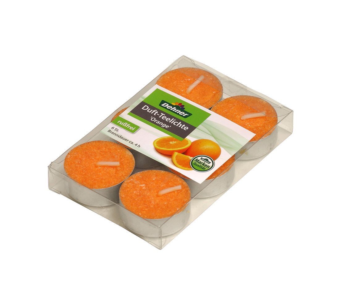 Dehner Premium Lovely Duft-Teelichter Orange 36 Stück rußfrei