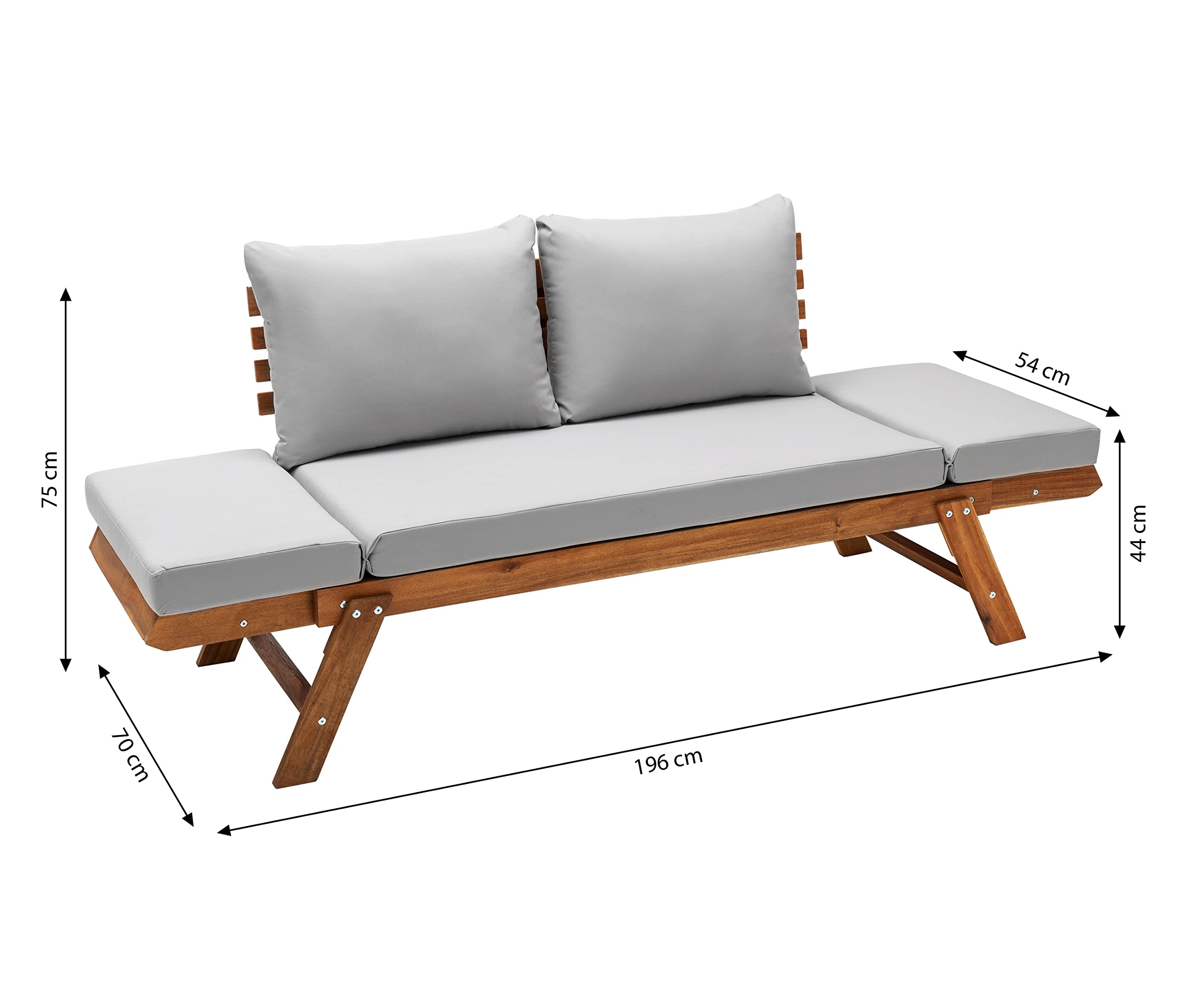 Dehner Macao Gartensofa braun-grau 196 cm Akazie