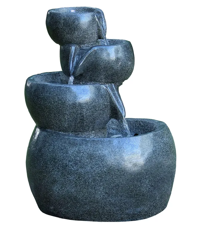 Dehner Bowl Gartenbrunnen LED Polyresin grau 66cm