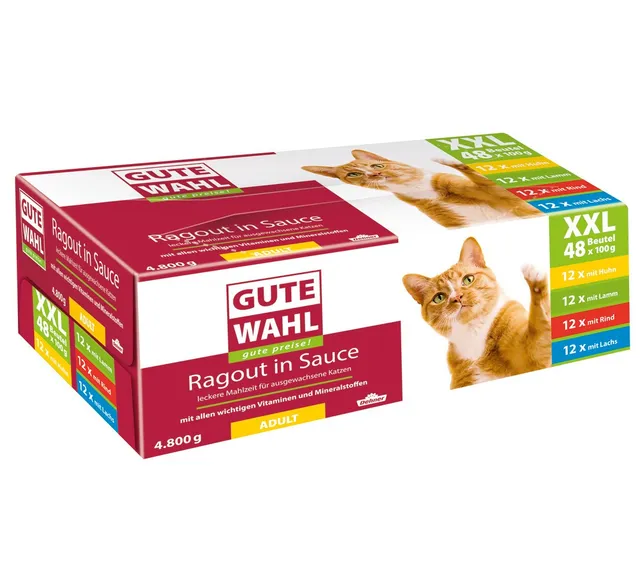Dehner Gute Wahl Ragout Nassfutter 48x100g 4 Sorten zuckerfrei