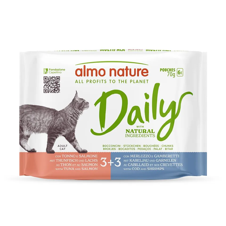 Almo Nature Daily Nassfutter Häppchen Thunfisch-Lachs 6x70g Sauce