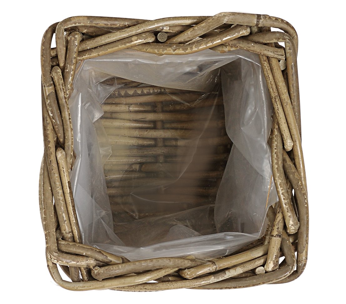 Dehner Premium Lovely Rattan Pflanztopf 27 cm grau-braun