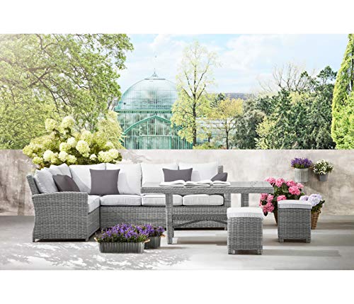 Dehner Premium Lovely Sylt Geflechtlounge 5-teilig grau Polster