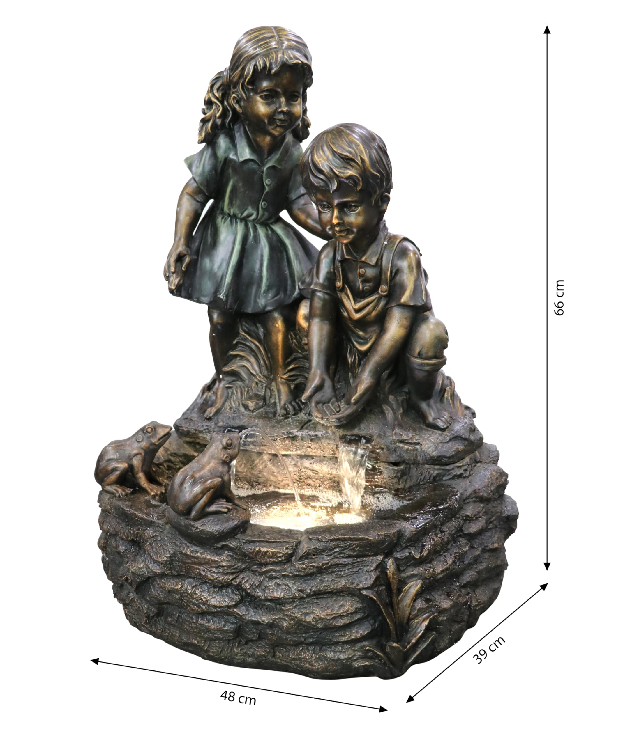 Dehner Amici Gartenbrunnen Solar LED Polyresin bronze