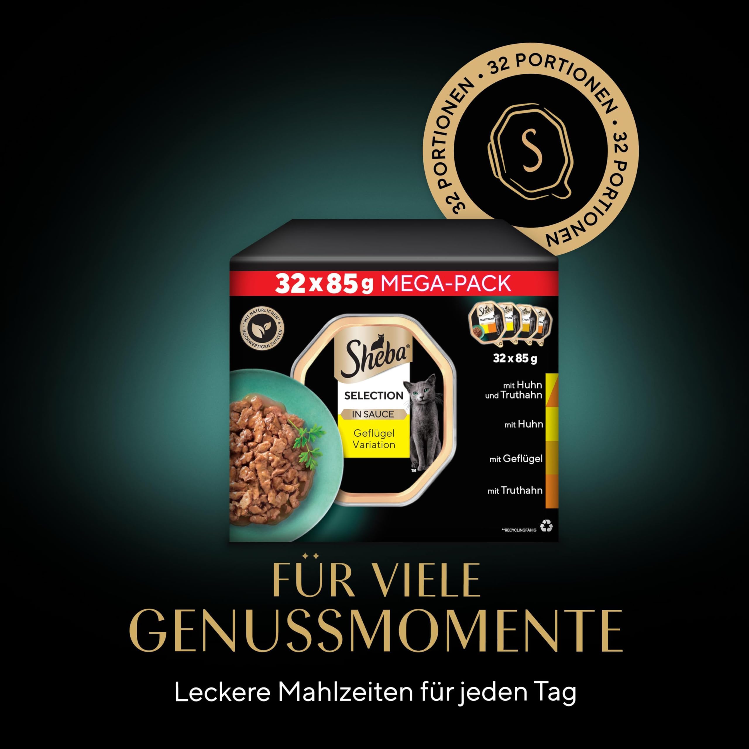 Sheba Selection Nassfutter Geflügel in Sauce Schale 32x85g