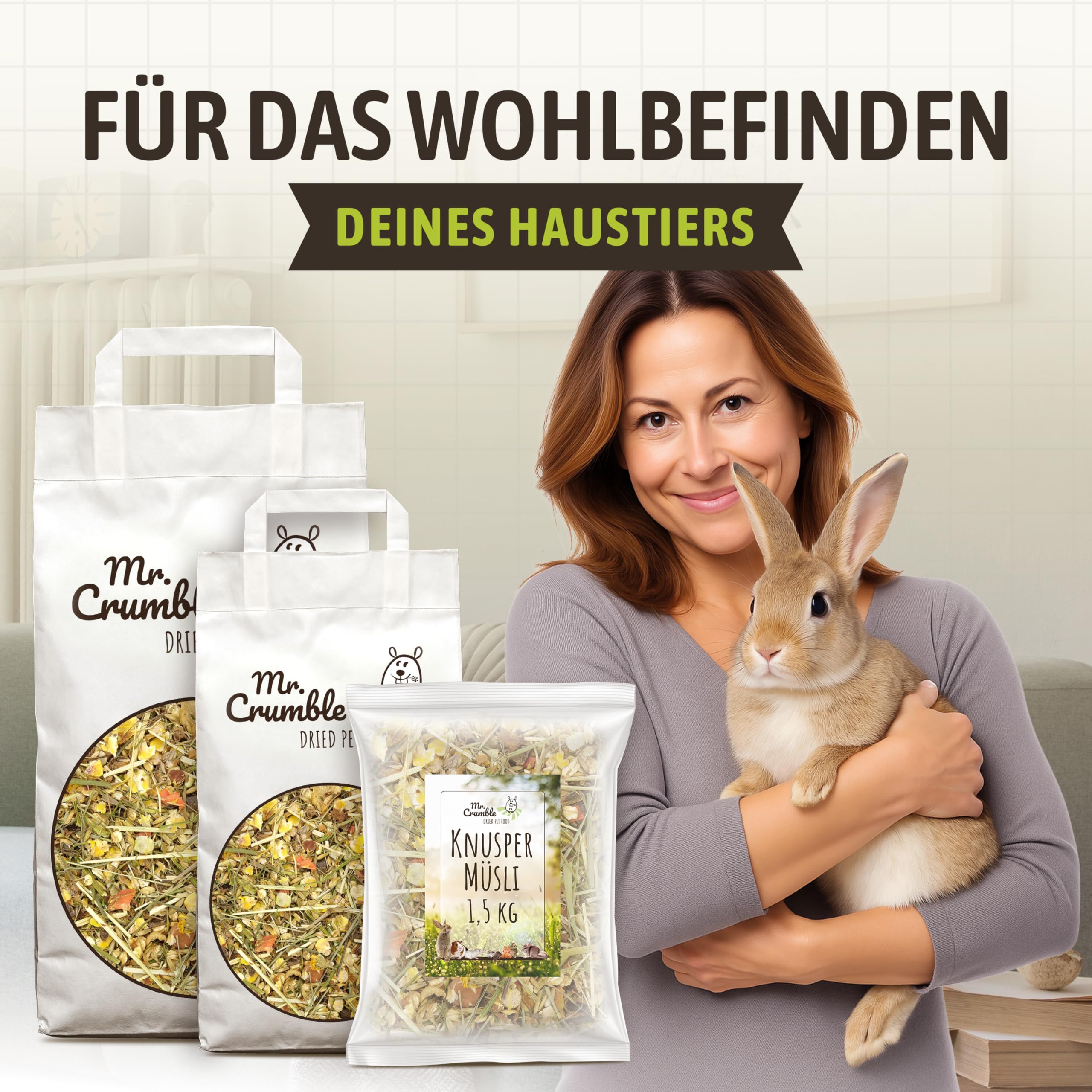 Mr. Crumble Kaninchenfutter Knuspermüsli 1,5 kg weizenfrei
